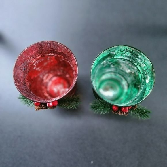 Set of Two Glass Hurricane T-Lite  Candle Holder 6in Tall - Picture 5 of 12